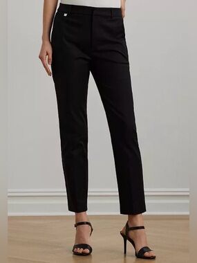Lauren Ralph Lauren | Women’s Black Double-Faced Stretch Cotton Dress Pants Sz 8